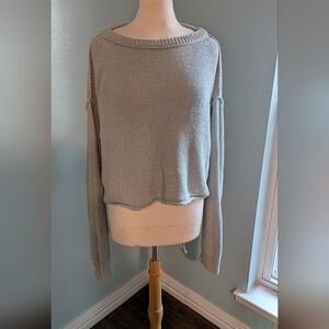 Free People Light Gray Cowl Neck Sweater